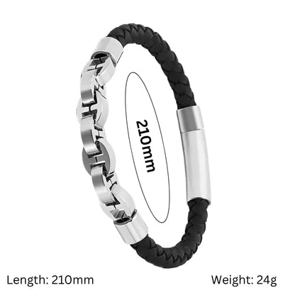 Seyra™ Anchor Leather Bracelet — Silver